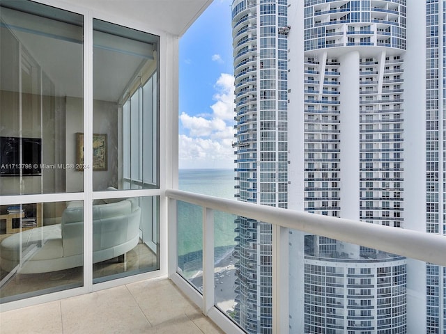 balcony with a water view