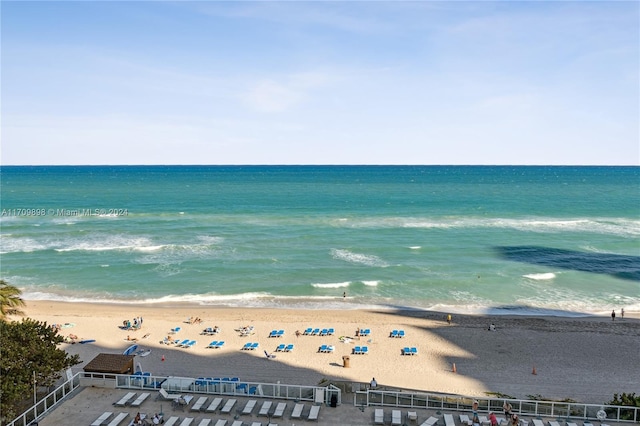 view of water feature with a view of the beach