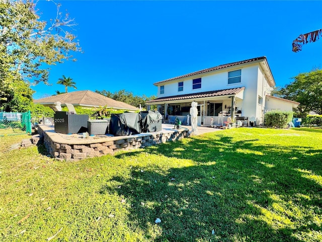 exterior space featuring a patio and outdoor lounge area