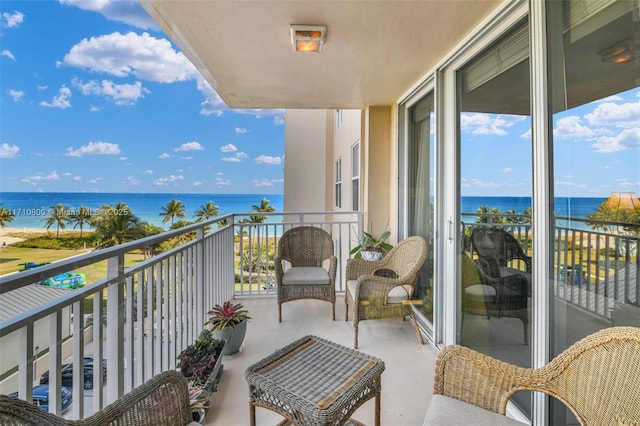 balcony with a water view