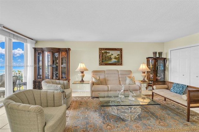 view of tiled living room