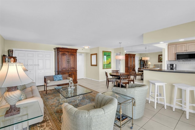 view of tiled living room