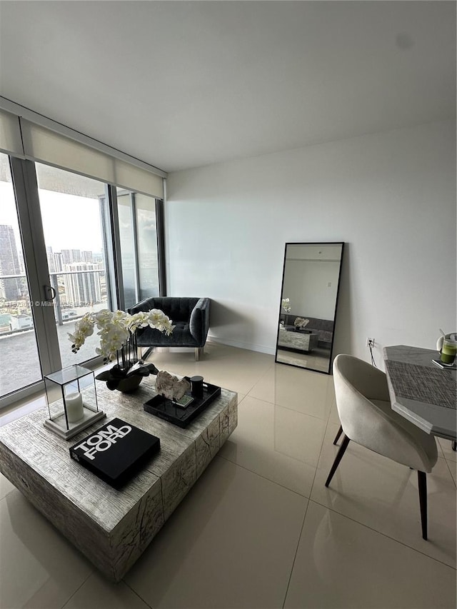 view of tiled living room