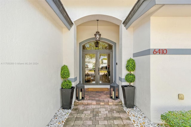 doorway to property with french doors