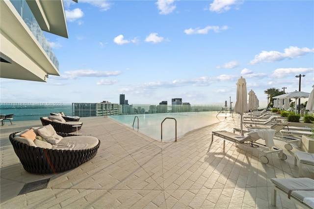 view of pool with a patio