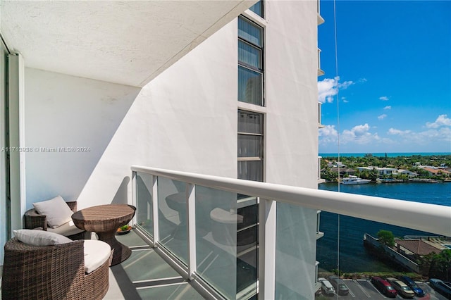 balcony with a water view