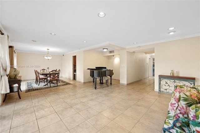 1709 Saint Andrews Rd, Hollywood, FL 33021 - living room featuring light tile patterned floors, crown molding, and recessed lighting