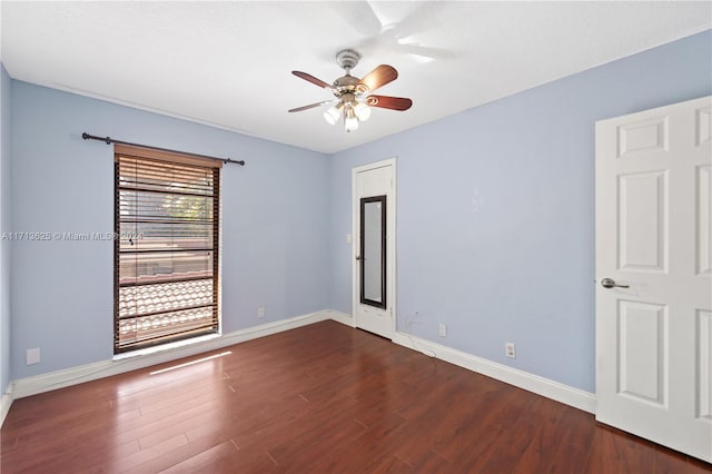 1709 Saint Andrews Rd, Hollywood, FL 33021 - spare room with ceiling fan and dark wood-style floors