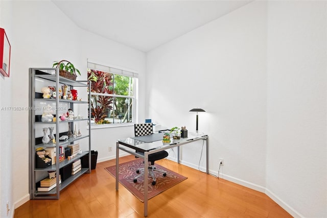 office featuring hardwood / wood-style floors