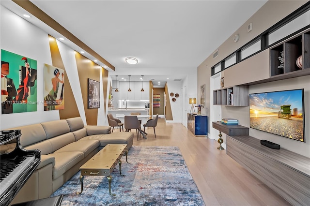 living room featuring light hardwood / wood-style flooring