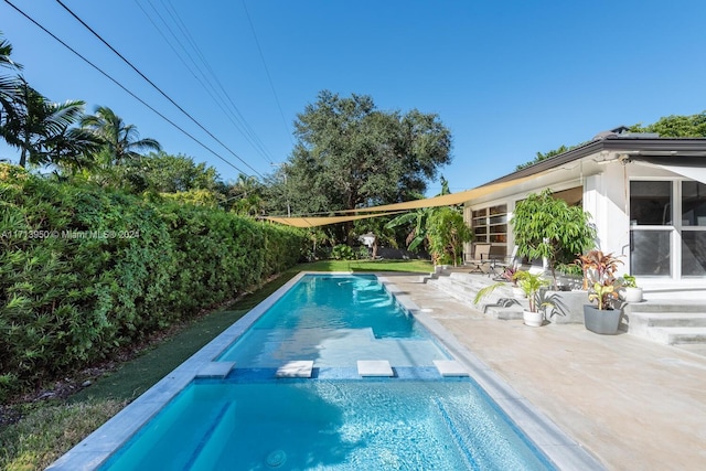 view of swimming pool with a patio