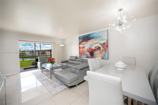 view of tiled living room