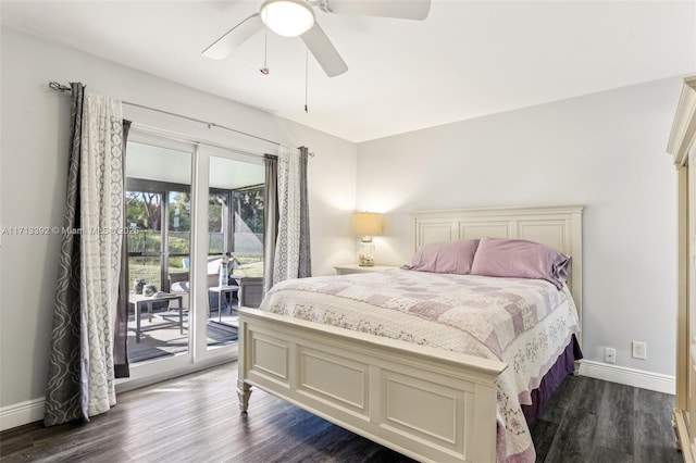 13379 Via Vesta Unit B, Delray Beach, FL 33484 - bedroom with access to outside, dark wood-style floors, and baseboards