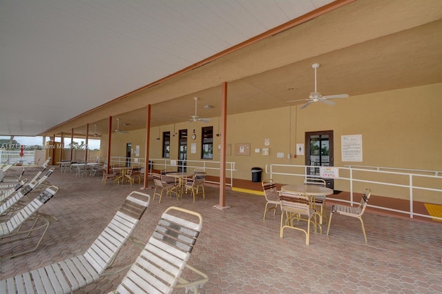 13379 Via Vesta Unit B, Delray Beach, FL 33484 - view of patio with a ceiling fan and outdoor dining area