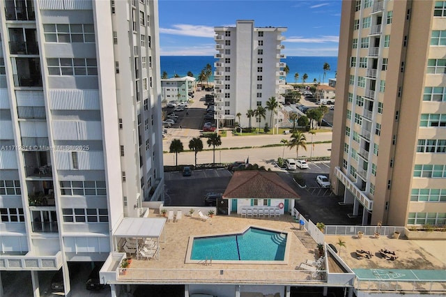 exterior space featuring a water view