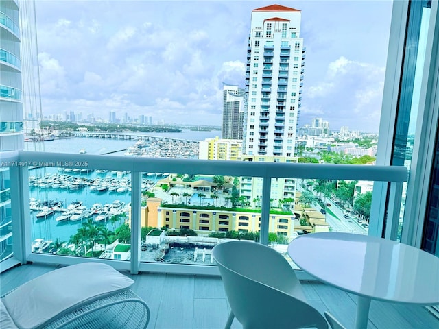 balcony with a water view