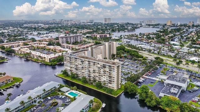 bird's eye view featuring a water view