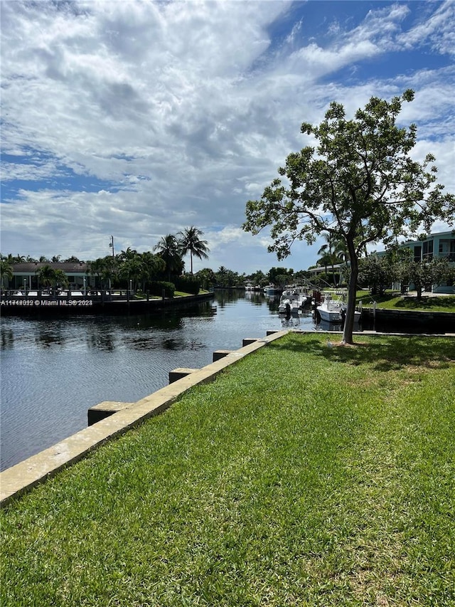 water view with a boat dock