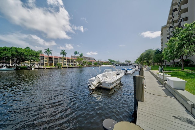 dock area with a water view