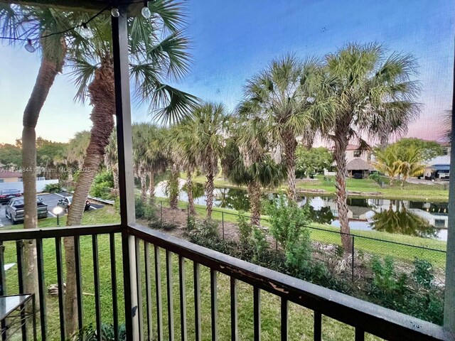 balcony with a water view