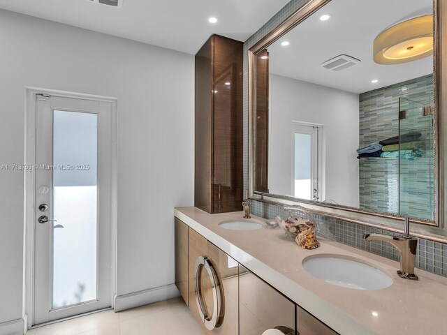 bathroom featuring vanity and tile patterned floors