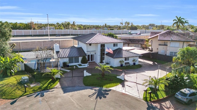 birds eye view of property with a residential view