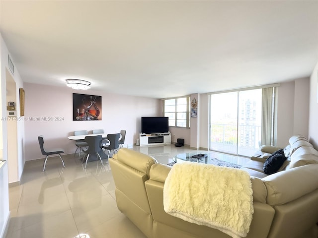 view of tiled living room