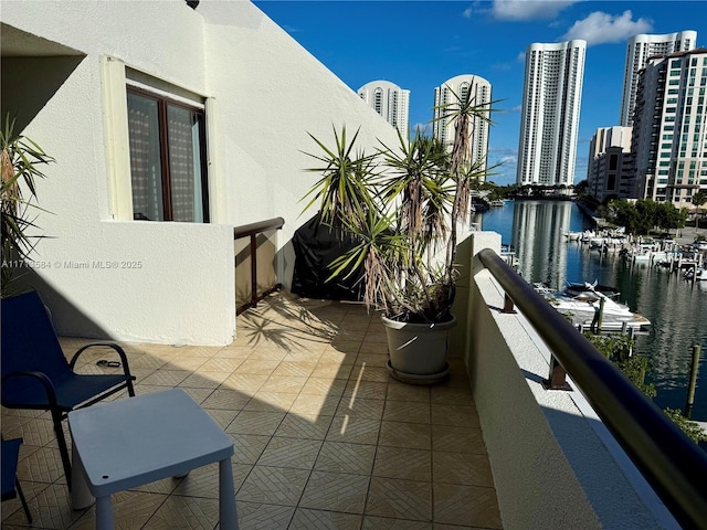 balcony with a water view