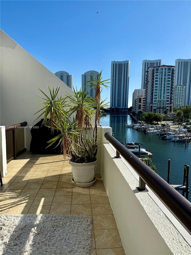 balcony with a water view