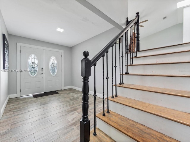 foyer featuring light hardwood / wood-style floors