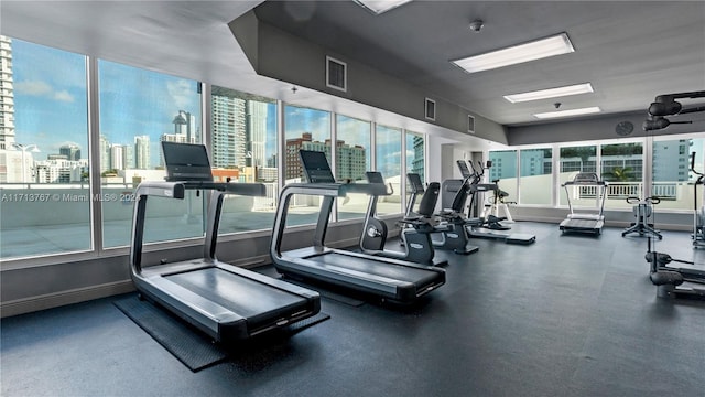 workout area with a healthy amount of sunlight