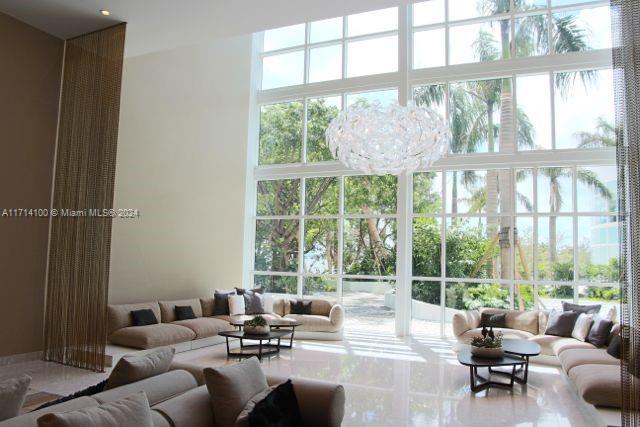 living room with expansive windows