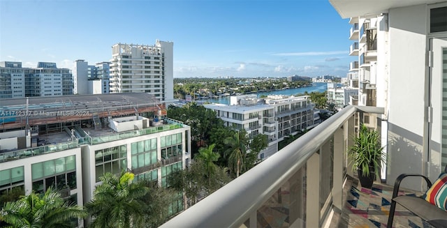 balcony with a water view