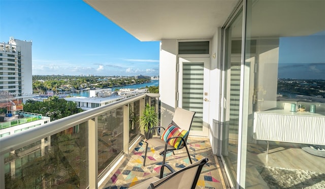 balcony with a water view