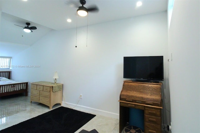 bedroom featuring ceiling fan