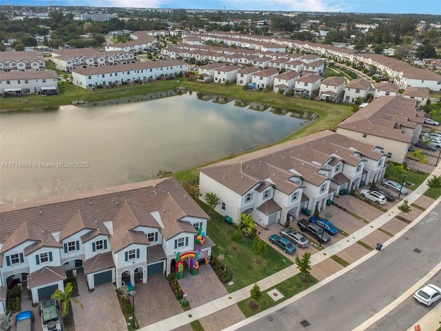 bird's eye view featuring a water view