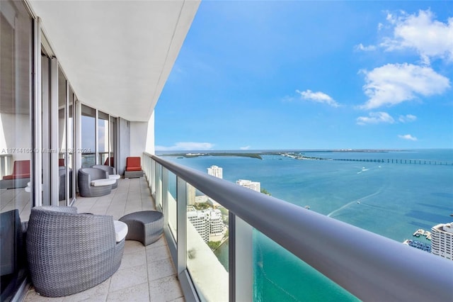 balcony with a water view