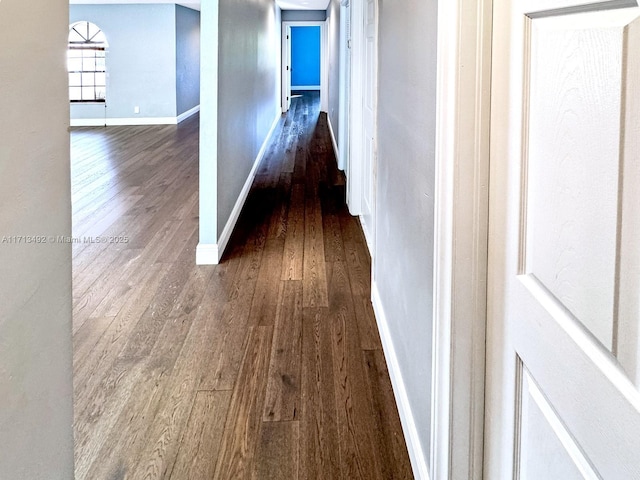 hall featuring dark hardwood / wood-style flooring