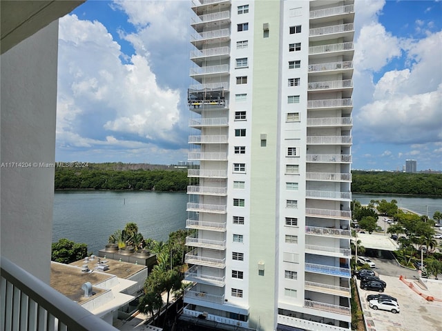 view of property with a water view