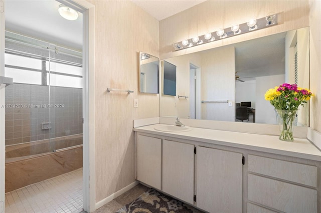 bathroom featuring vanity and tub / shower combination