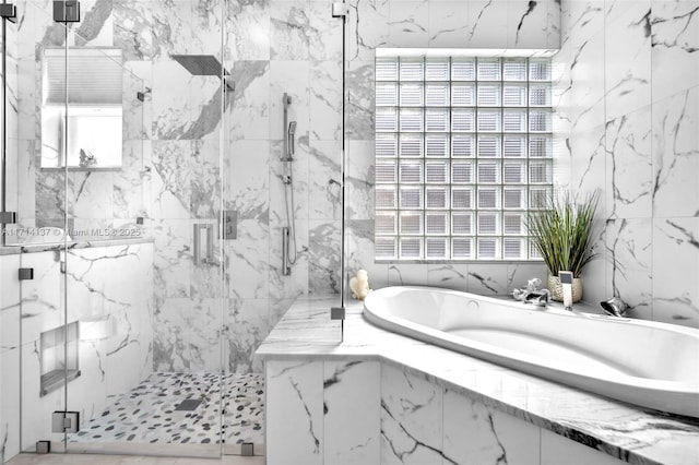 821 E Cypress Pointe Dr E, Pembroke Pines, FL 33027 - full bathroom with a garden tub and a marble finish shower