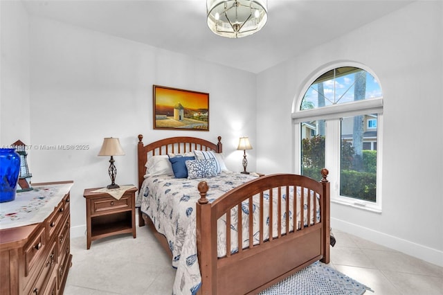 821 E Cypress Pointe Dr E, Pembroke Pines, FL 33027 - bedroom featuring a chandelier and light tile patterned floors