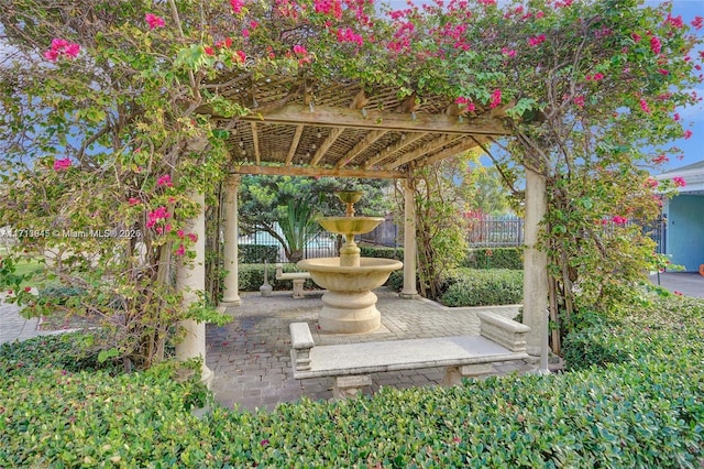 view of patio / terrace featuring a pergola