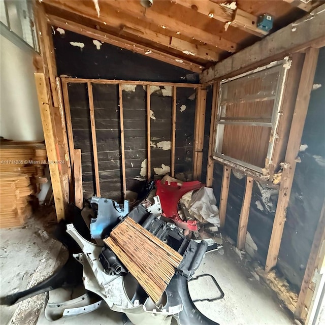 miscellaneous room featuring lofted ceiling