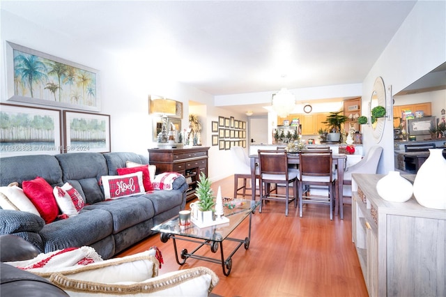 living room featuring light hardwood / wood-style flooring