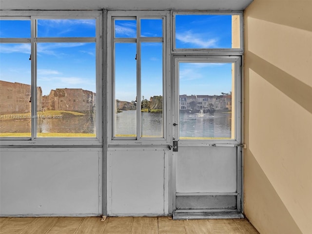 doorway with a water view