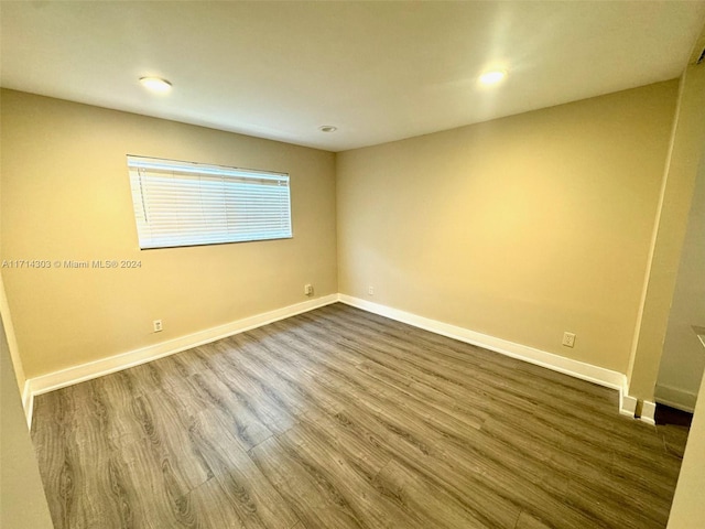 spare room featuring wood-type flooring