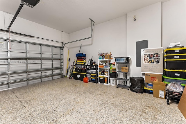 garage with a garage door opener