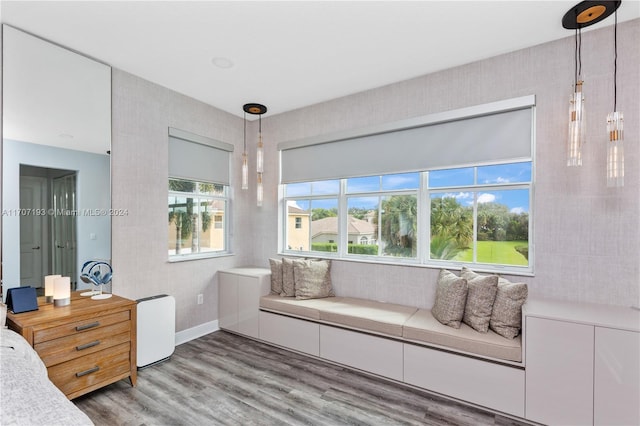 bedroom with light hardwood / wood-style floors