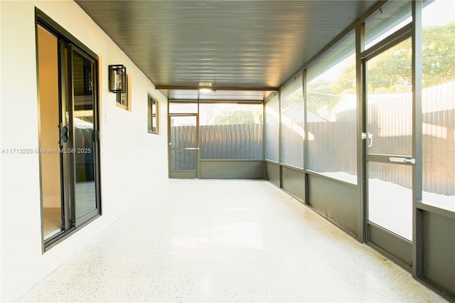 view of unfurnished sunroom